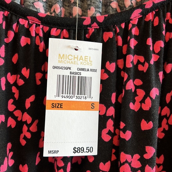 NWT Michael Michael Kors Soft Cotton Modal Heart Print LS Top, S - Picture 3 of 6